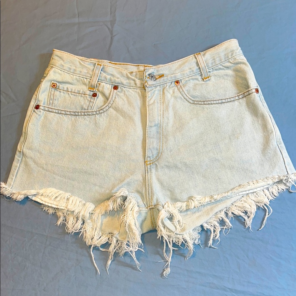 Levi’s Light Blue Denim Frayed Hem Women's Shorts Cut Offs